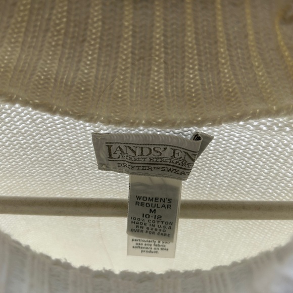 Vintage Land End 100% Cotton Fisherman Mockneck Sweater - Picture 3 of 4